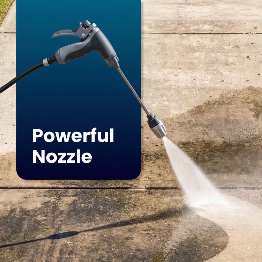 Powerful nozzle cleaning driveway